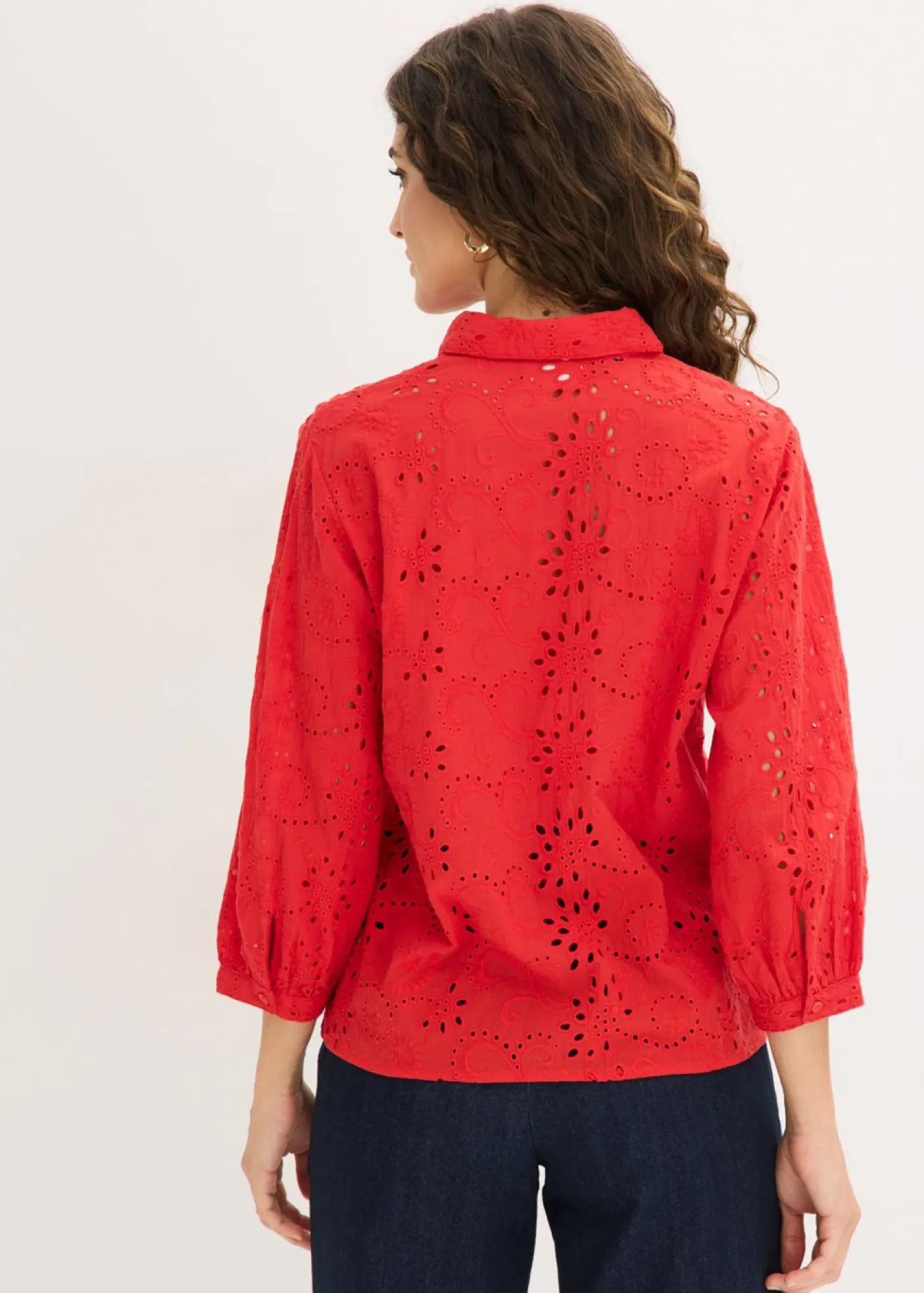 Outlet Blusa con bordado calado Mujer Camisas Y Blusas