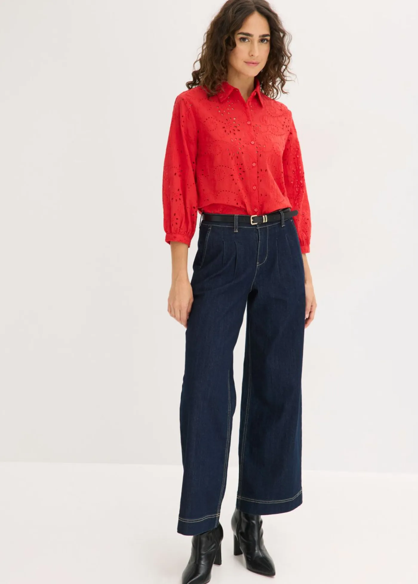 Outlet Blusa con bordado calado Mujer Camisas Y Blusas