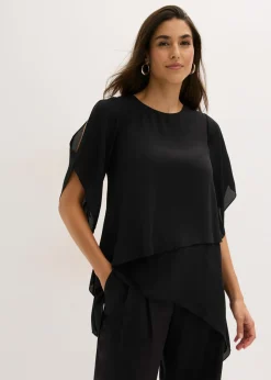 Clearance Blusa con cremallera con aspecto de capas Mujer Camisas Y Blusas|Novedades