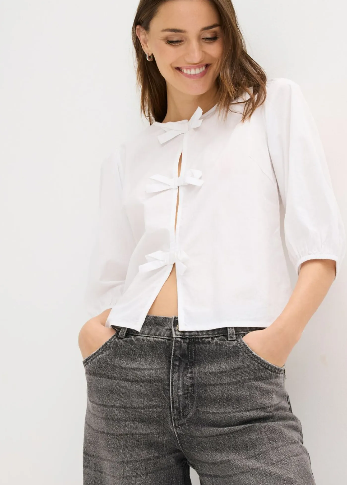 Hot Blusa con detalle de lazo Mujer Camisas Y Blusas