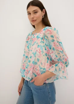 Outlet Blusa con dobladillo abullonado Mujer Camisas Y Blusas
