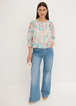 Outlet Blusa con dobladillo abullonado Mujer Camisas Y Blusas