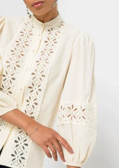 Outlet Blusa con encaje de mezcla suave de viscosa Mujer Camisas Y Blusas|Novedades