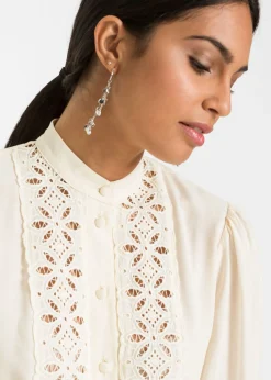Outlet Blusa con encaje de mezcla suave de viscosa Mujer Camisas Y Blusas|Novedades