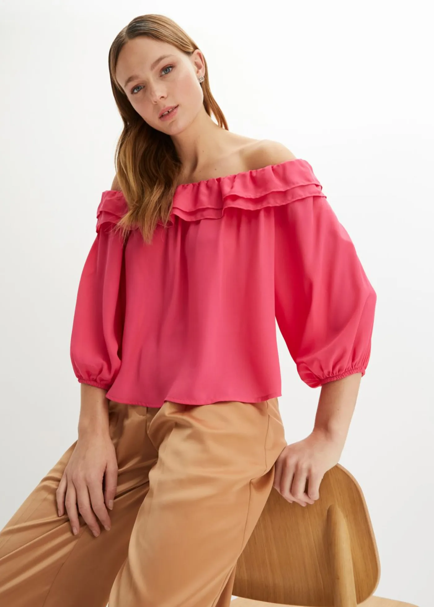 Outlet Blusa con escote bañera Mujer Camisas Y Blusas