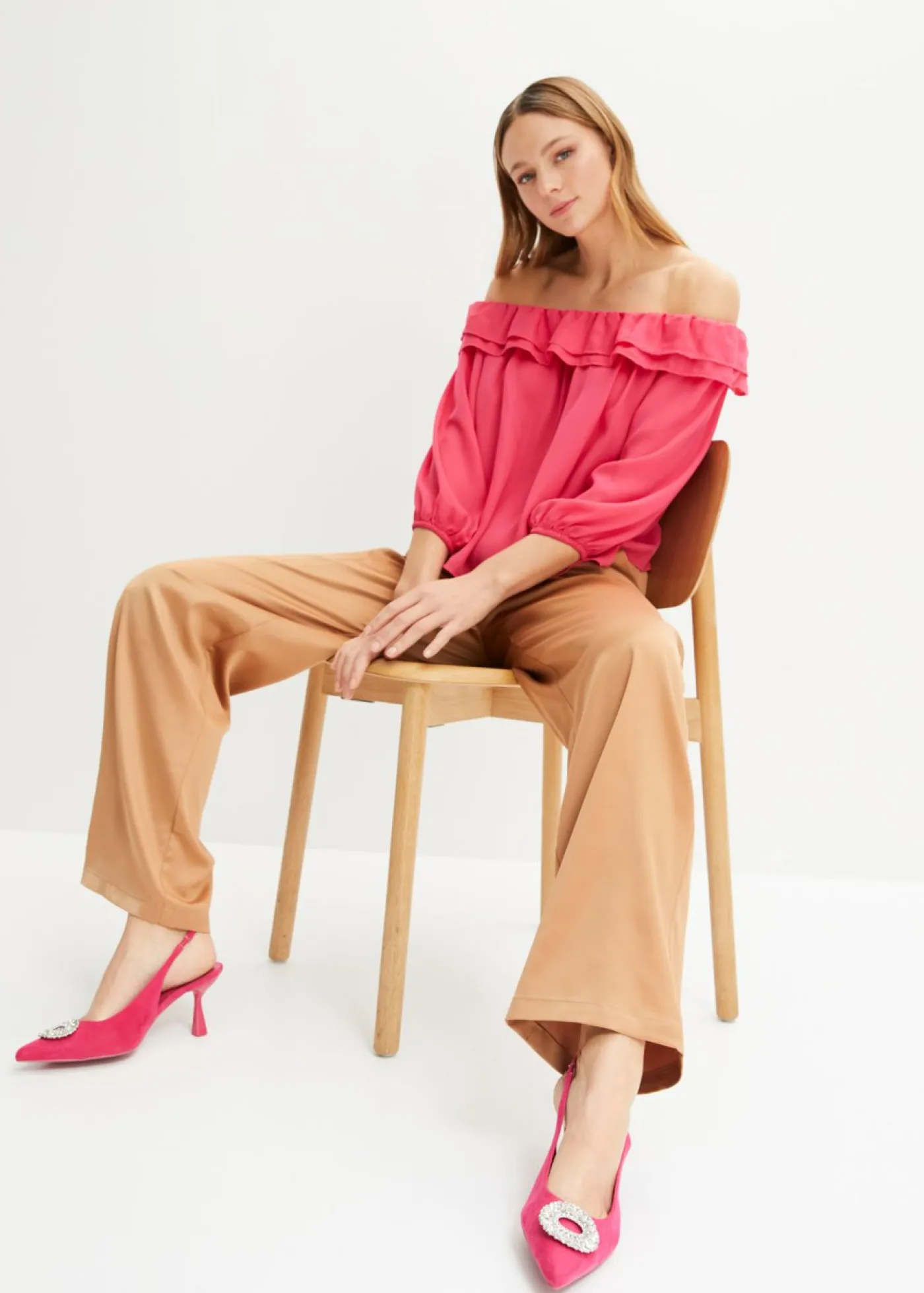 Outlet Blusa con escote bañera Mujer Camisas Y Blusas