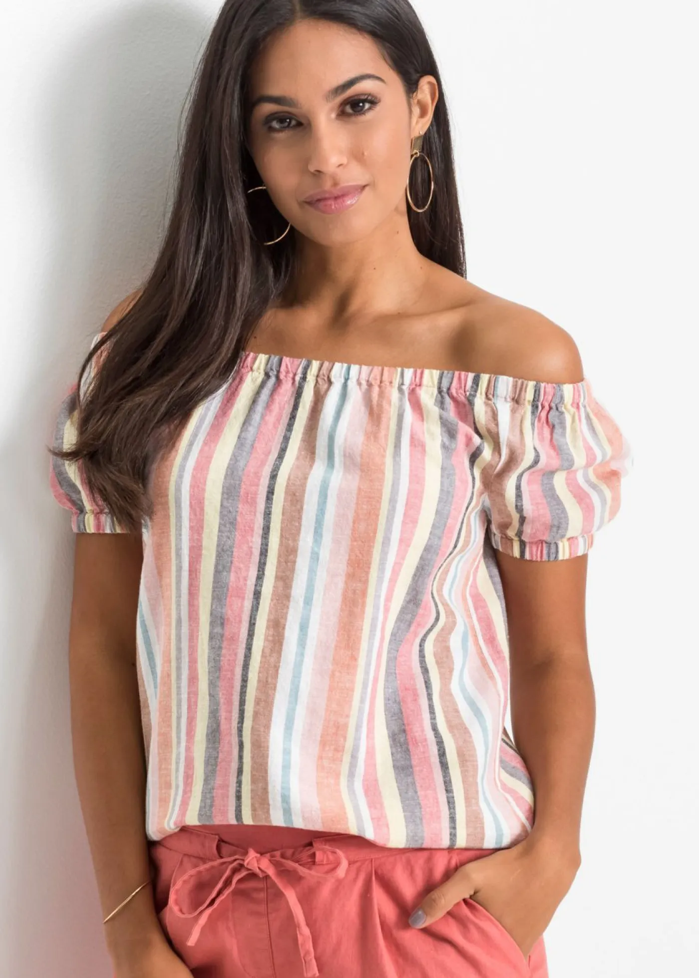 Outlet Blusa con escote bañera Mujer Camisas Y Blusas