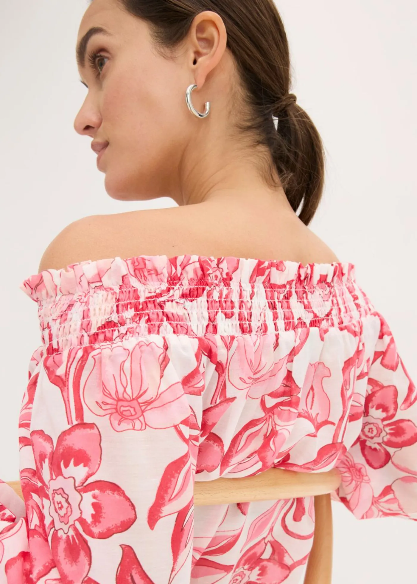 New Blusa con escote bañera estampada Mujer Camisas Y Blusas