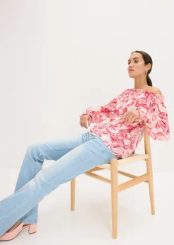 New Blusa con escote bañera estampada Mujer Camisas Y Blusas