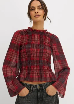 Best Blusa con inserto de nido de abeja Mujer Camisas Y Blusas