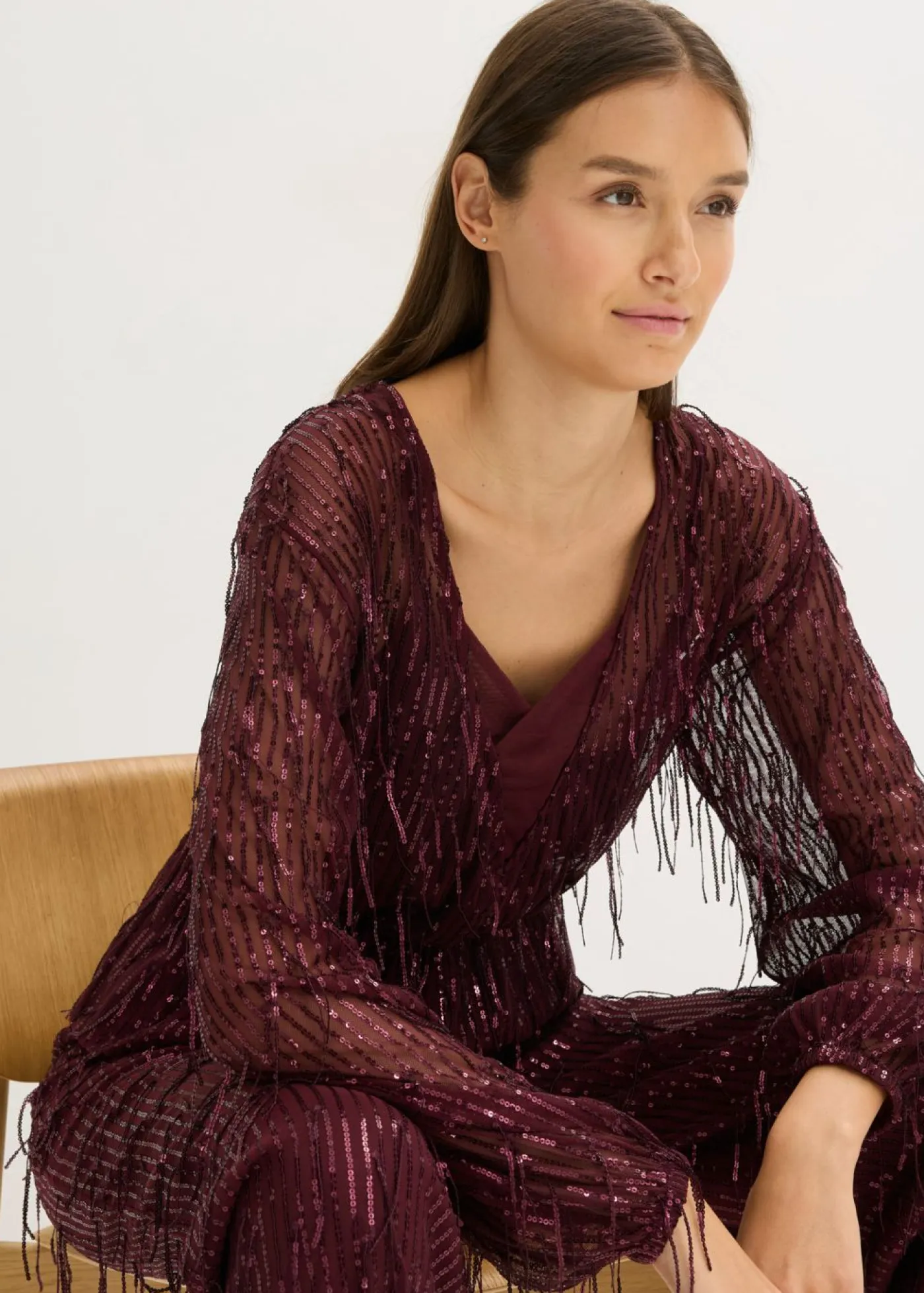 Sale Blusa con lentejuelas y flecos Mujer Camisas Y Blusas