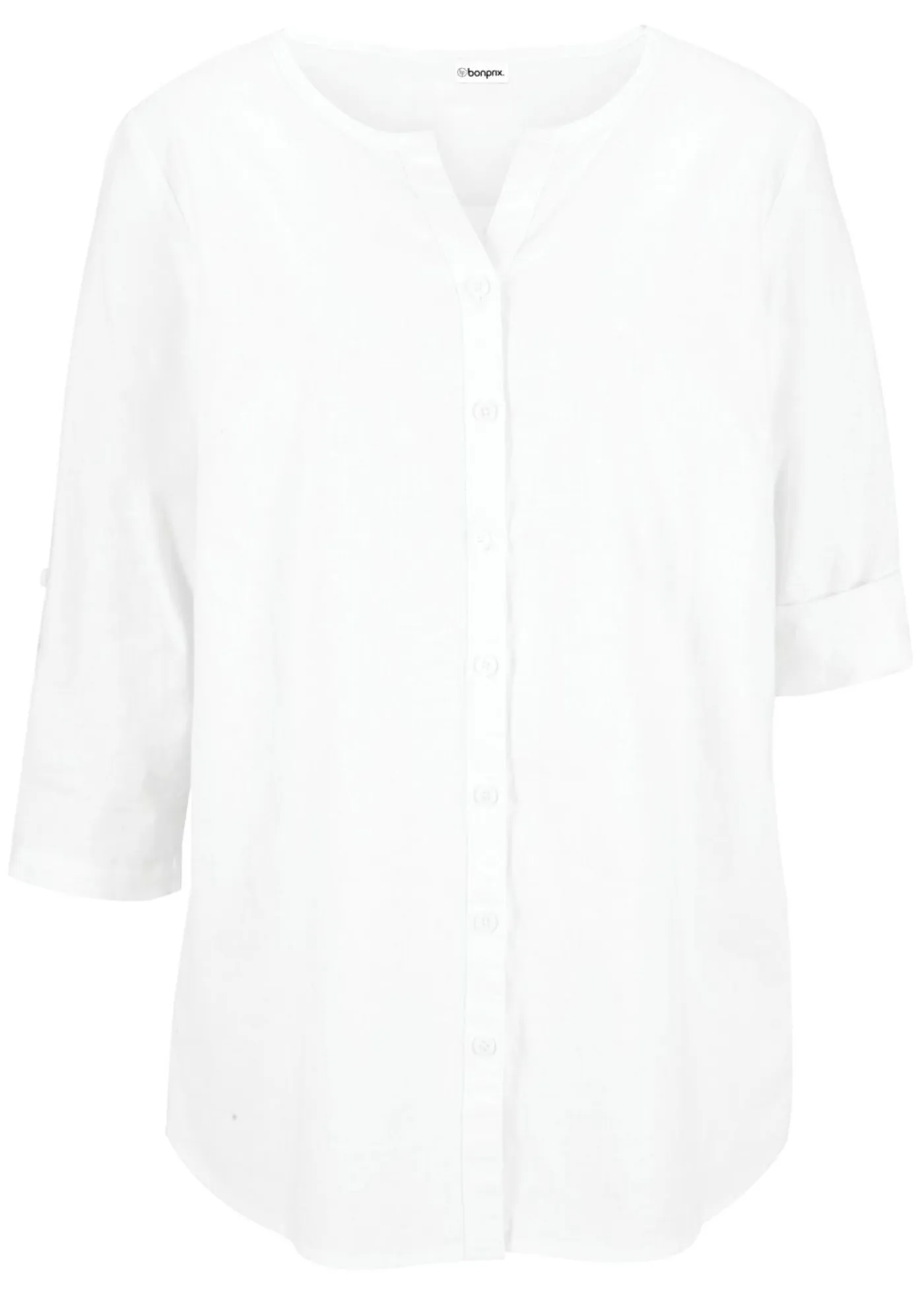 Hot Blusa con lino y mangas 3/4 Mujer Camisas Y Blusas|Novedades