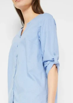 Discount Blusa con lino y mangas 3/4 Mujer Camisas Y Blusas|Novedades