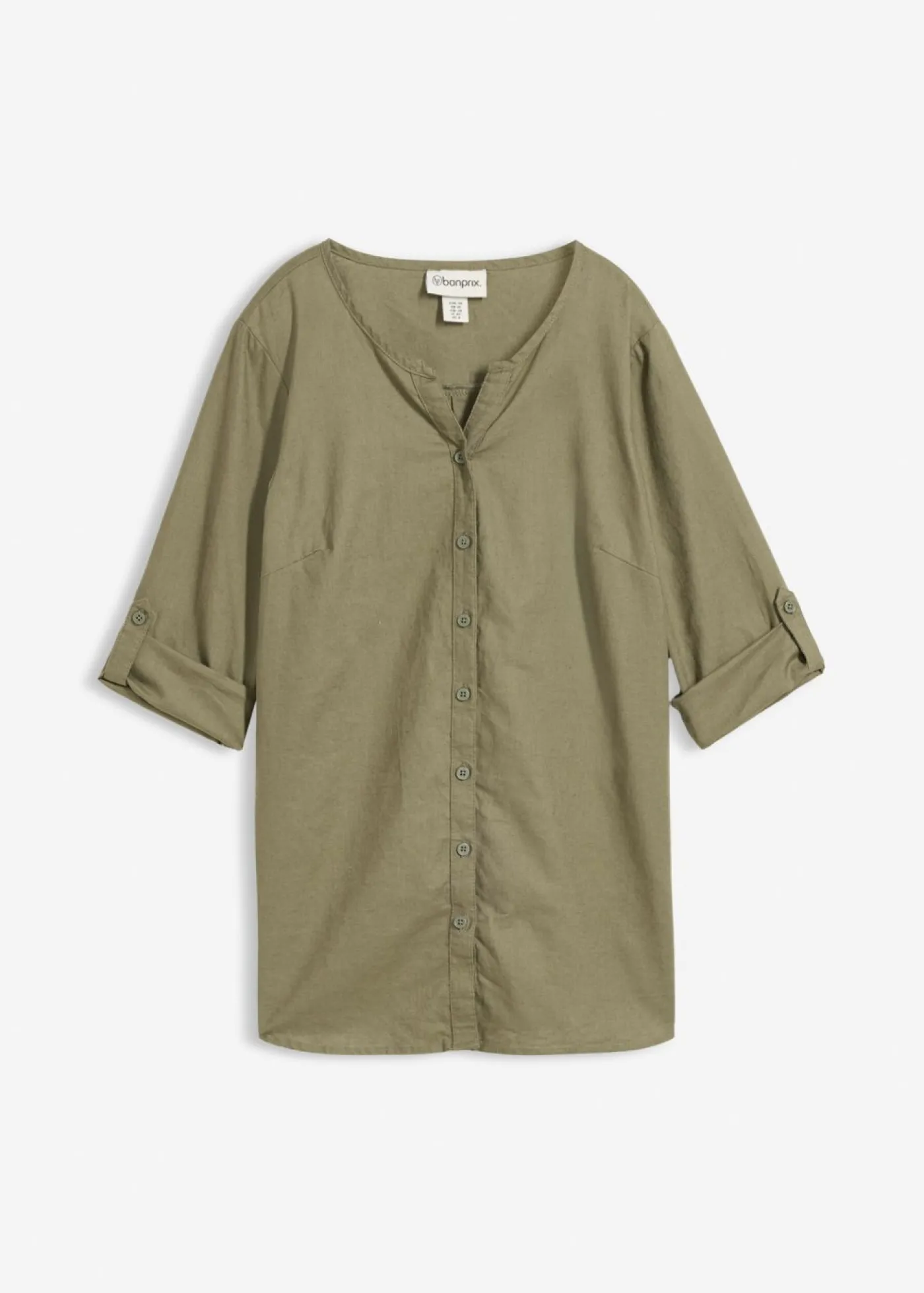 Clearance Blusa con lino y mangas 3/4 Mujer Camisas Y Blusas|Novedades
