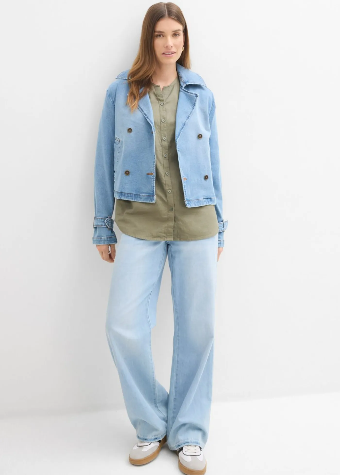 Clearance Blusa con lino y mangas 3/4 Mujer Camisas Y Blusas|Novedades