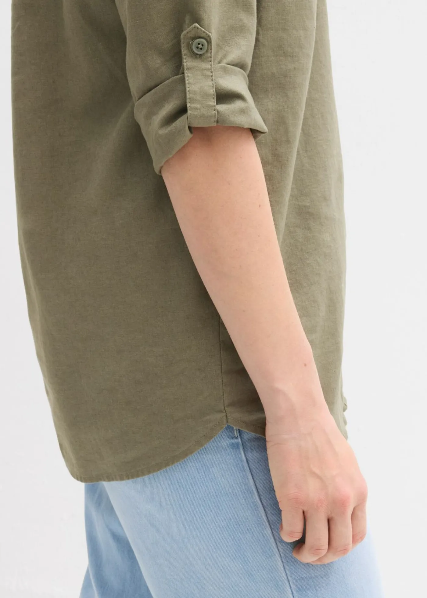 Clearance Blusa con lino y mangas 3/4 Mujer Camisas Y Blusas|Novedades