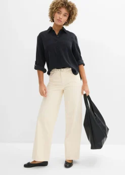 Online Blusa con mezcla de viscosa fluida Mujer Camisas Y Blusas|Novedades