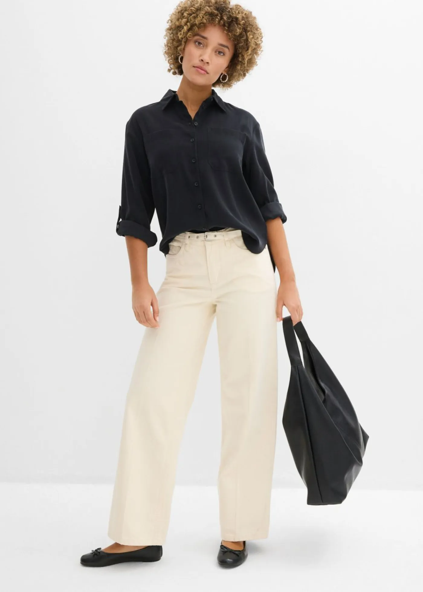 Online Blusa con mezcla de viscosa fluida Mujer Camisas Y Blusas|Novedades