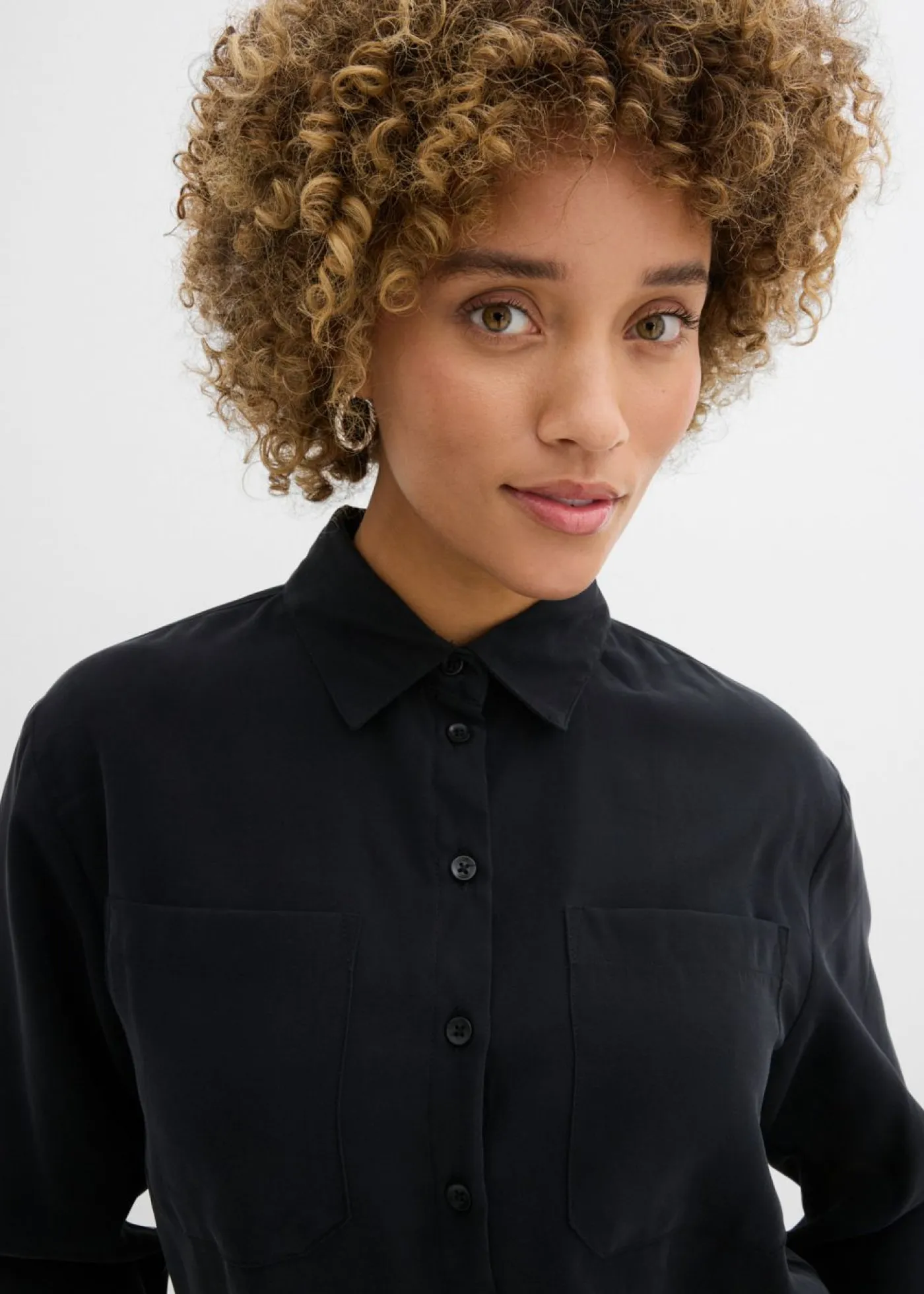 Online Blusa con mezcla de viscosa fluida Mujer Camisas Y Blusas|Novedades