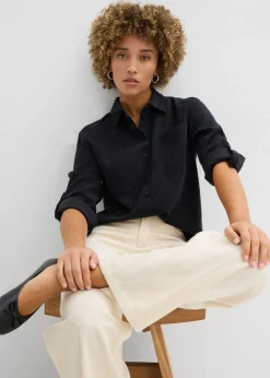 Online Blusa con mezcla de viscosa fluida Mujer Camisas Y Blusas|Novedades