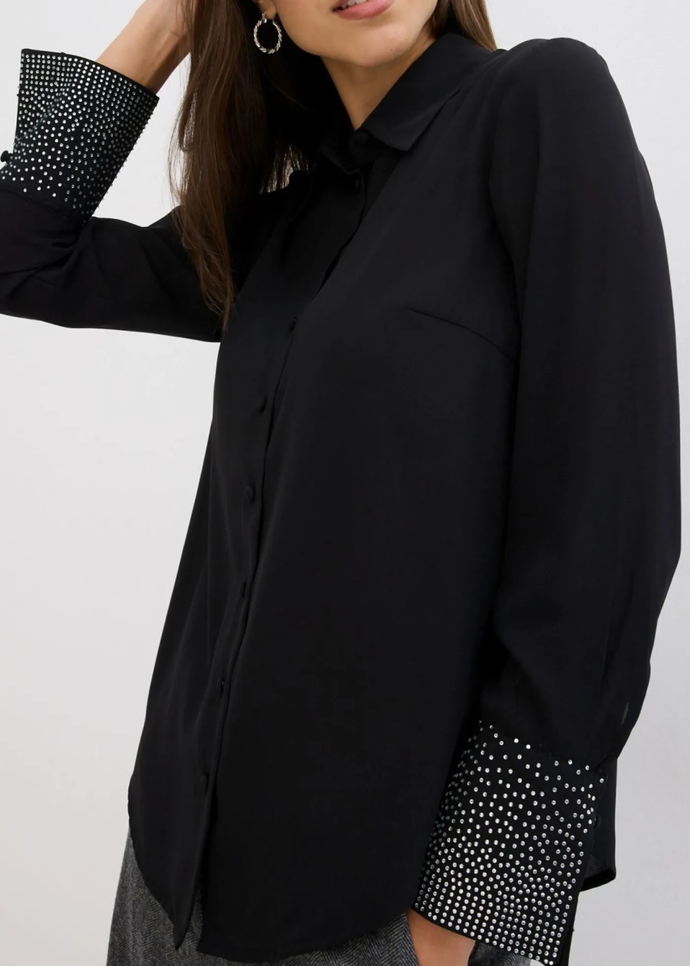 Outlet Blusa con piedras brillantes Mujer Camisas Y Blusas