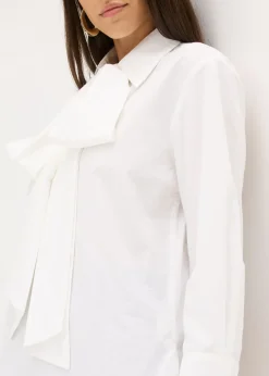 Outlet Blusa con solapa de algodón puro Mujer Camisas Y Blusas