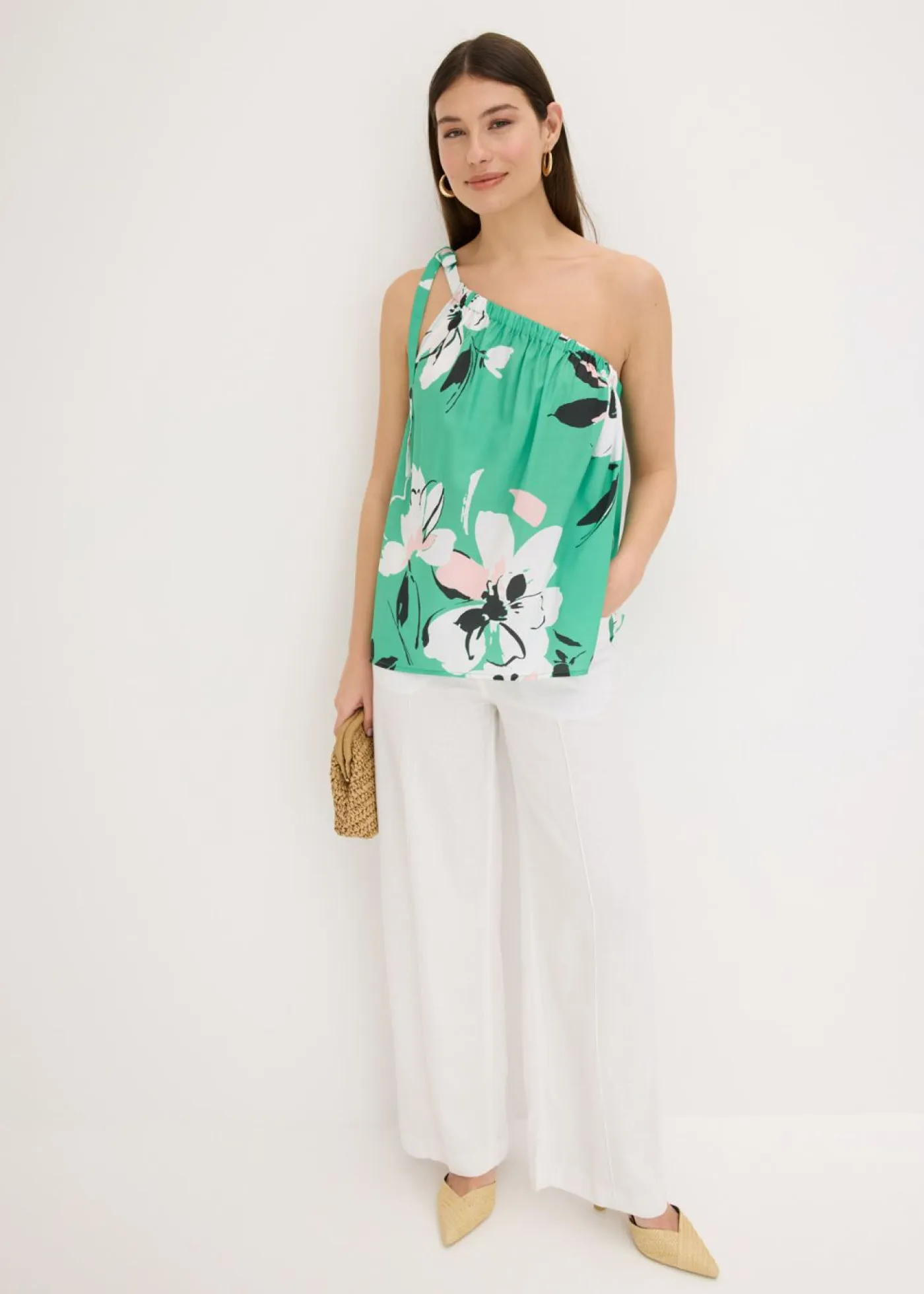 New Blusa con un hombro al descubierto Mujer Camisas Y Blusas|Camisetas