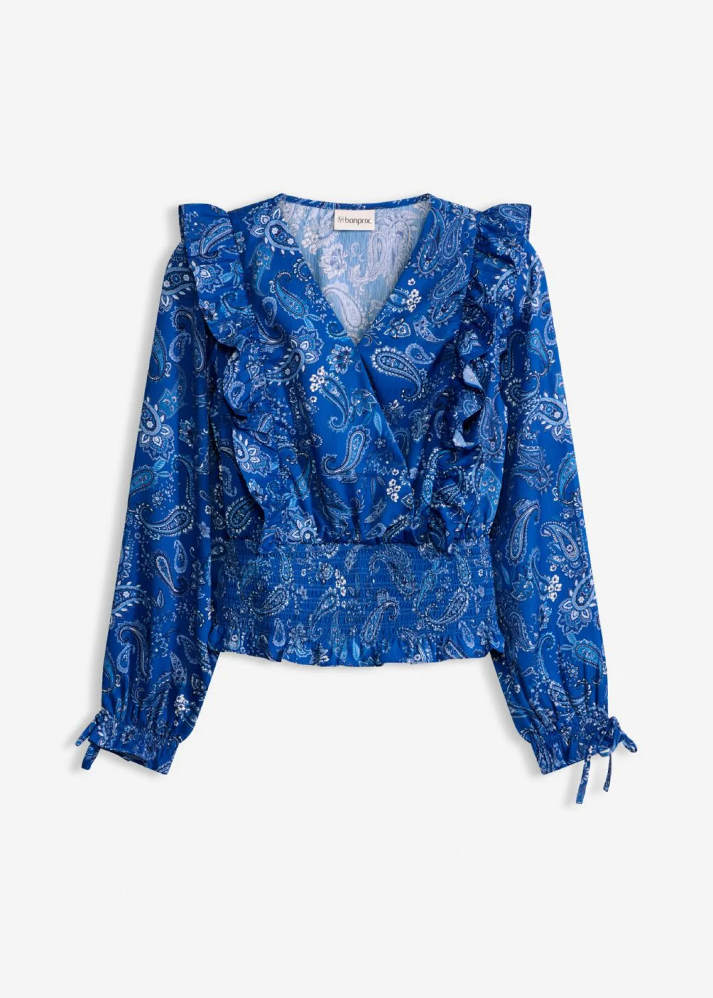 Outlet Blusa con volantes y nido de abeja Mujer Camisas Y Blusas