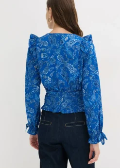 Outlet Blusa con volantes y nido de abeja Mujer Camisas Y Blusas