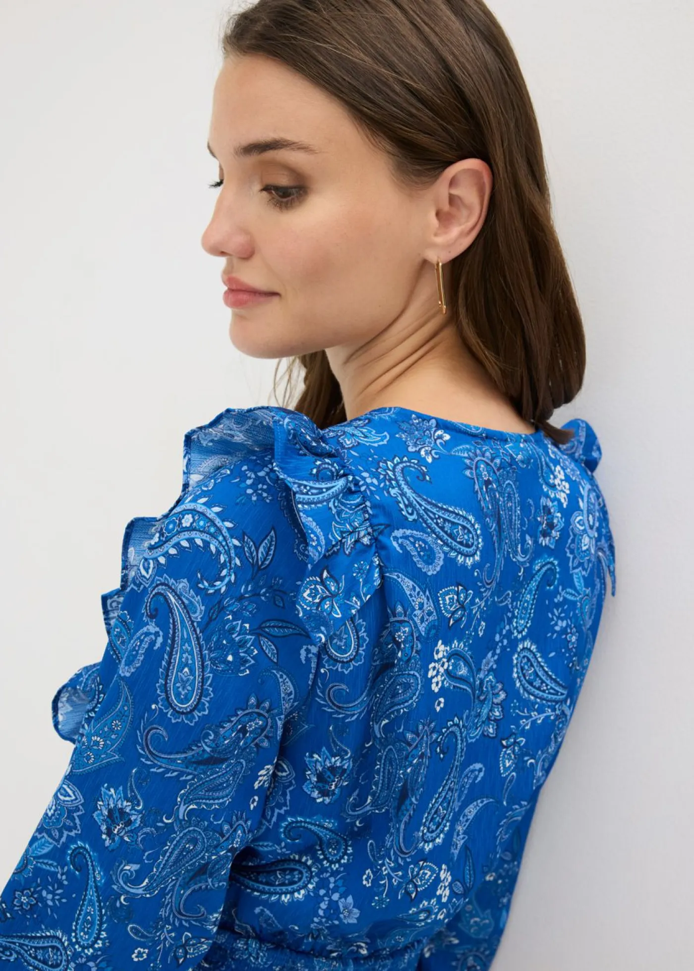 Outlet Blusa con volantes y nido de abeja Mujer Camisas Y Blusas