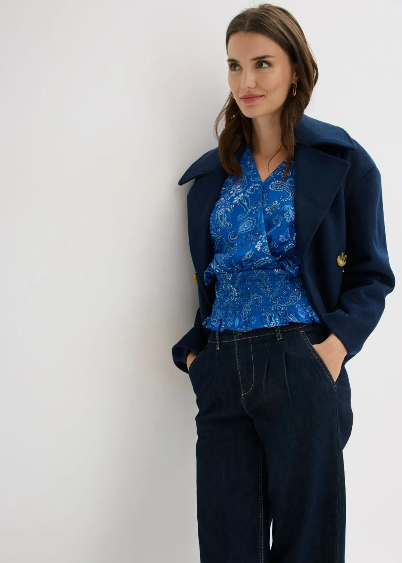 Outlet Blusa con volantes y nido de abeja Mujer Camisas Y Blusas