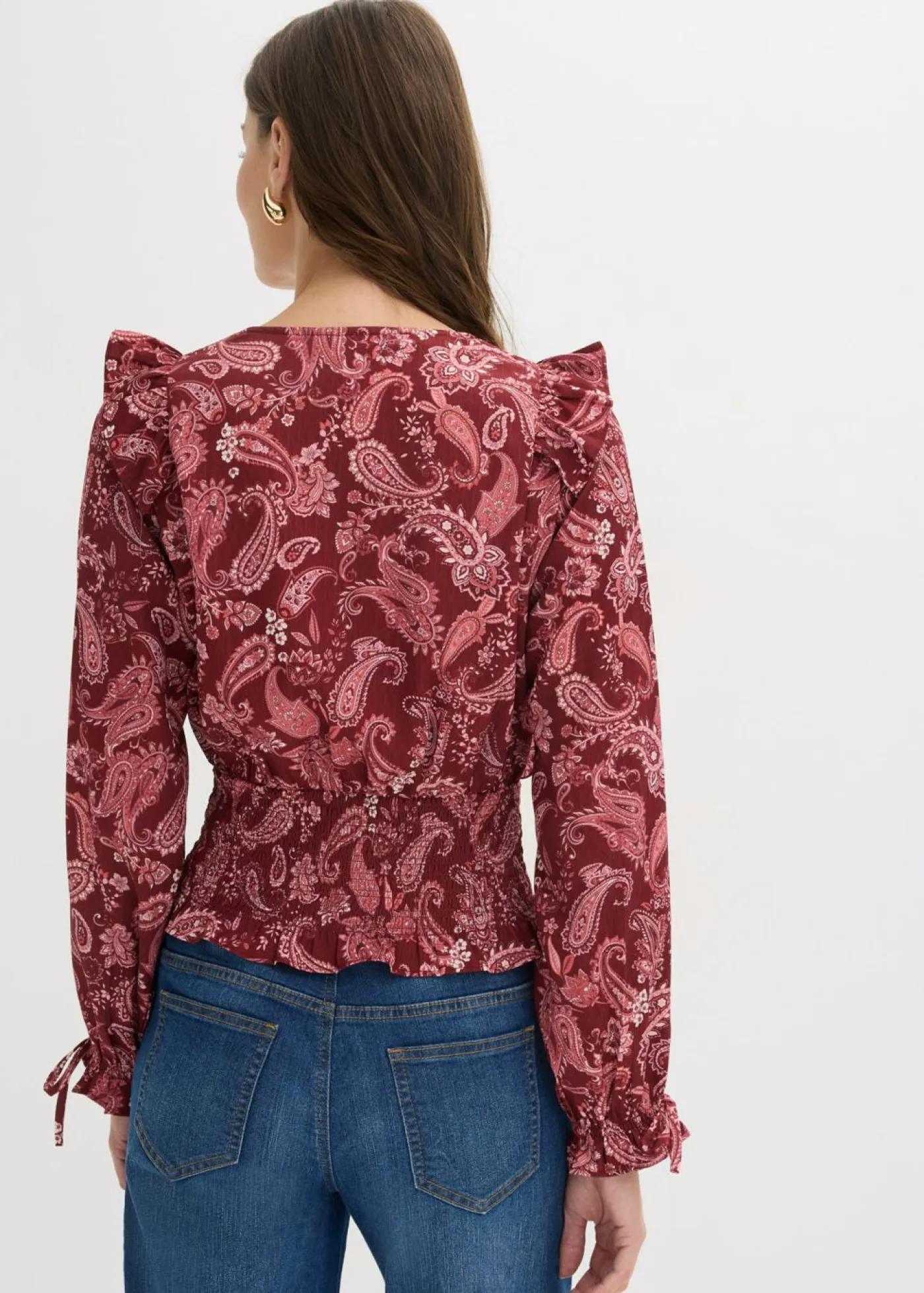 Online Blusa con volantes y nido de abeja Mujer Camisas Y Blusas