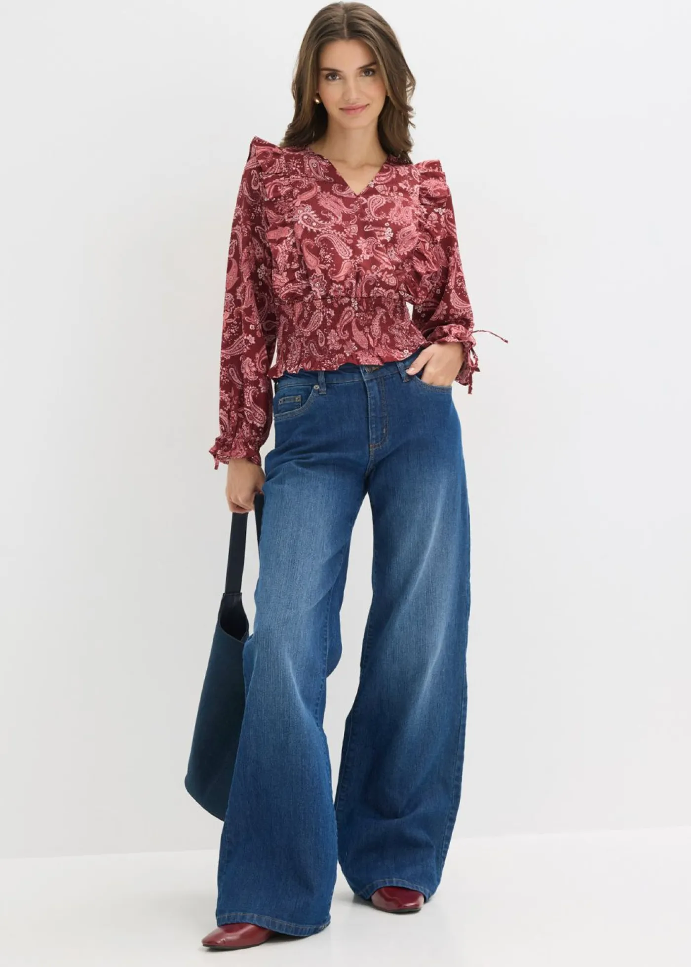 Online Blusa con volantes y nido de abeja Mujer Camisas Y Blusas