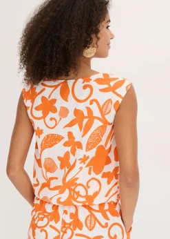 New Blusa corta de viscosa fluida Mujer Camisas Y Blusas|Camisetas