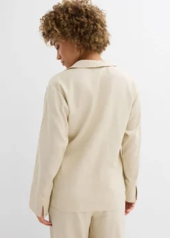Hot Blusa cruzada de mezcla de lino Mujer Conjuntos De Ropa|Camisas Y Blusas