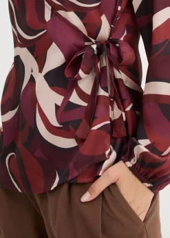 New Blusa cruzada de satén fluido Mujer Camisas Y Blusas