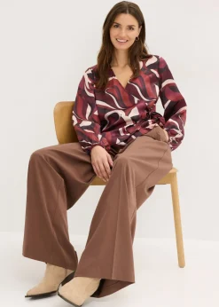 New Blusa cruzada de satén fluido Mujer Camisas Y Blusas