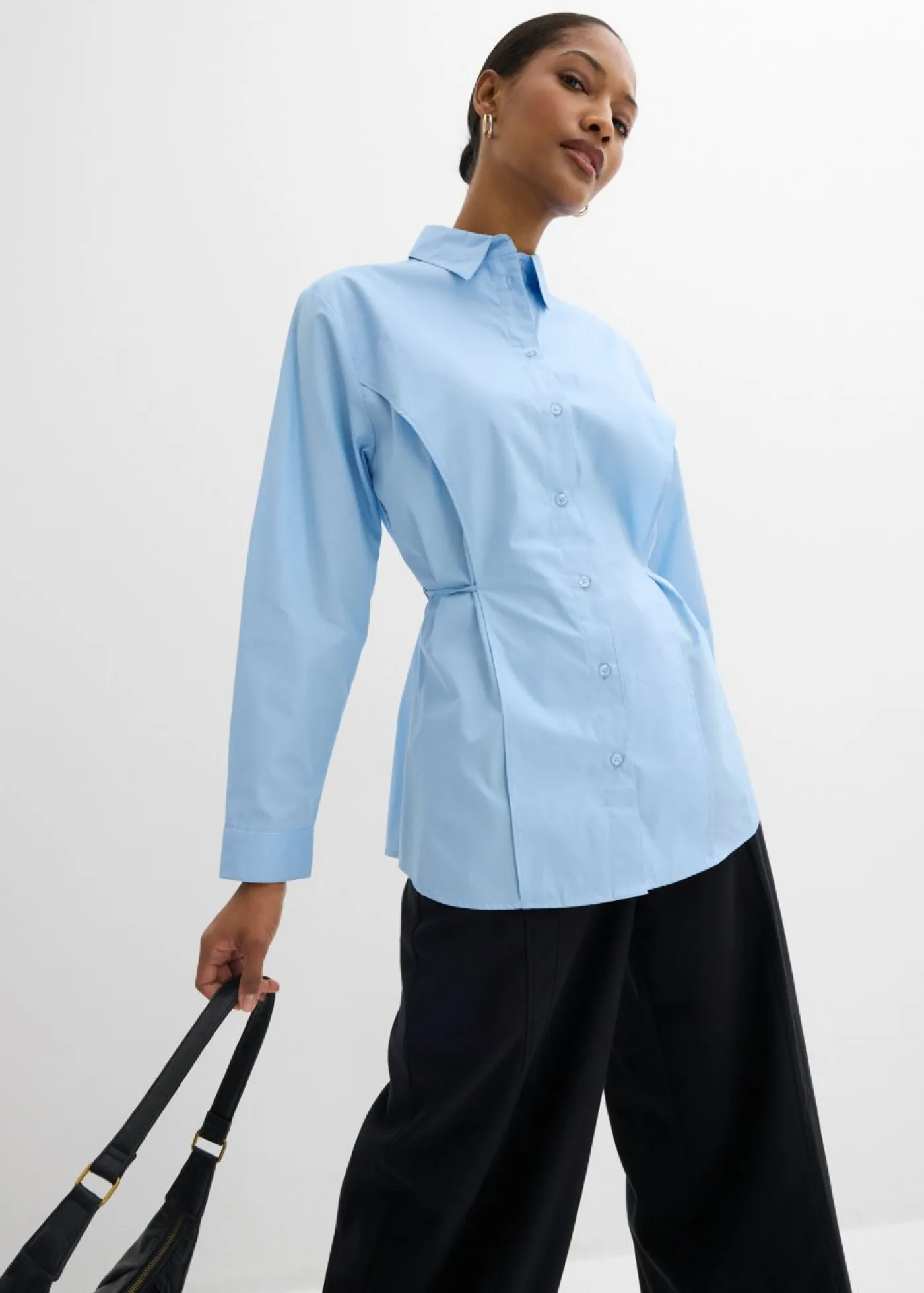 Clearance Blusa de algodón con detalle de lazo Mujer Esenciales|Camisas Y Blusas