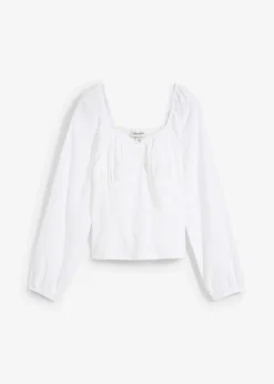 Clearance Blusa de algodón puro con bordado calado Mujer Camisas Y Blusas