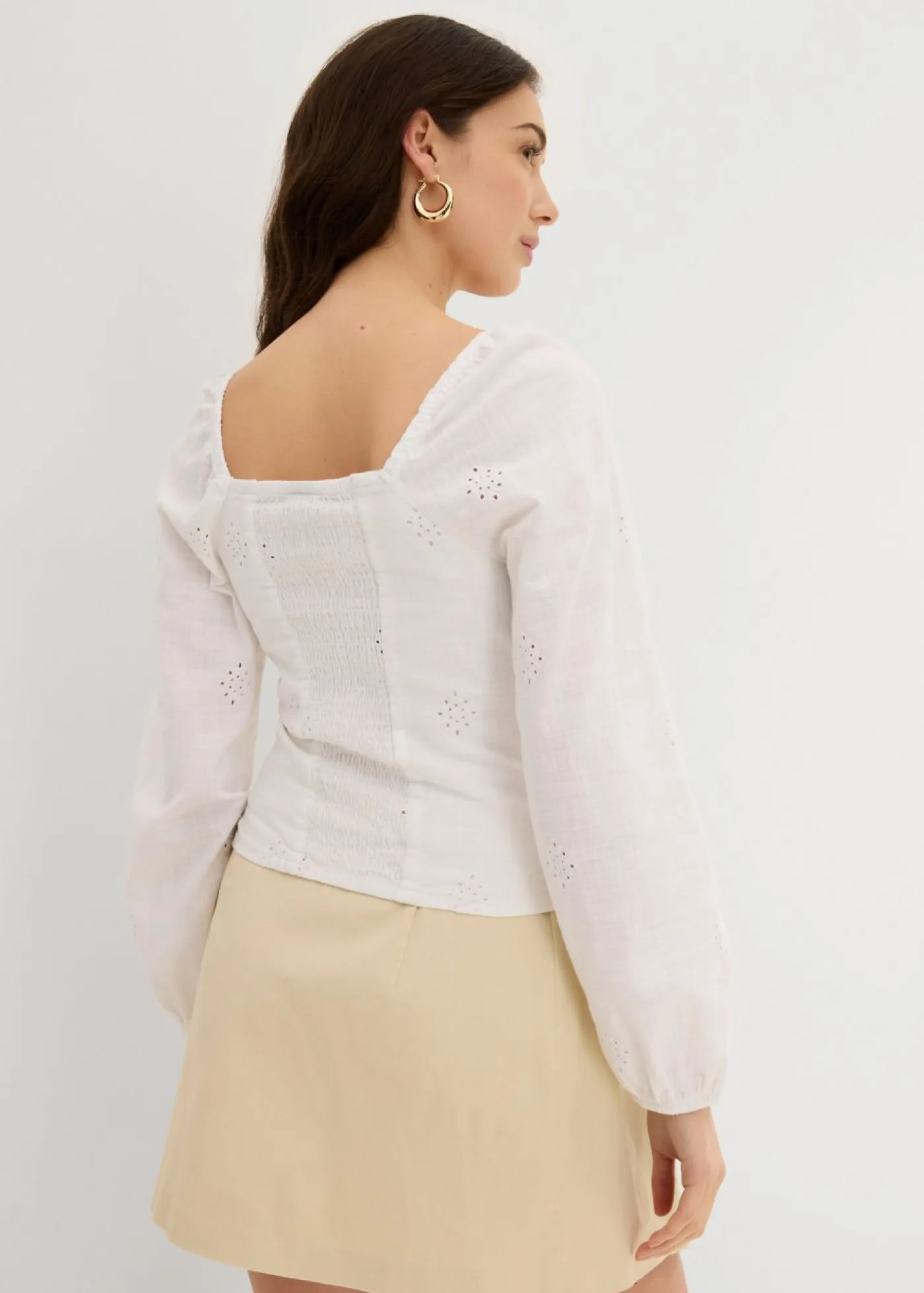 Clearance Blusa de algodón puro con bordado calado Mujer Camisas Y Blusas