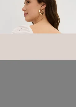 Clearance Blusa de algodón puro con bordado calado Mujer Camisas Y Blusas