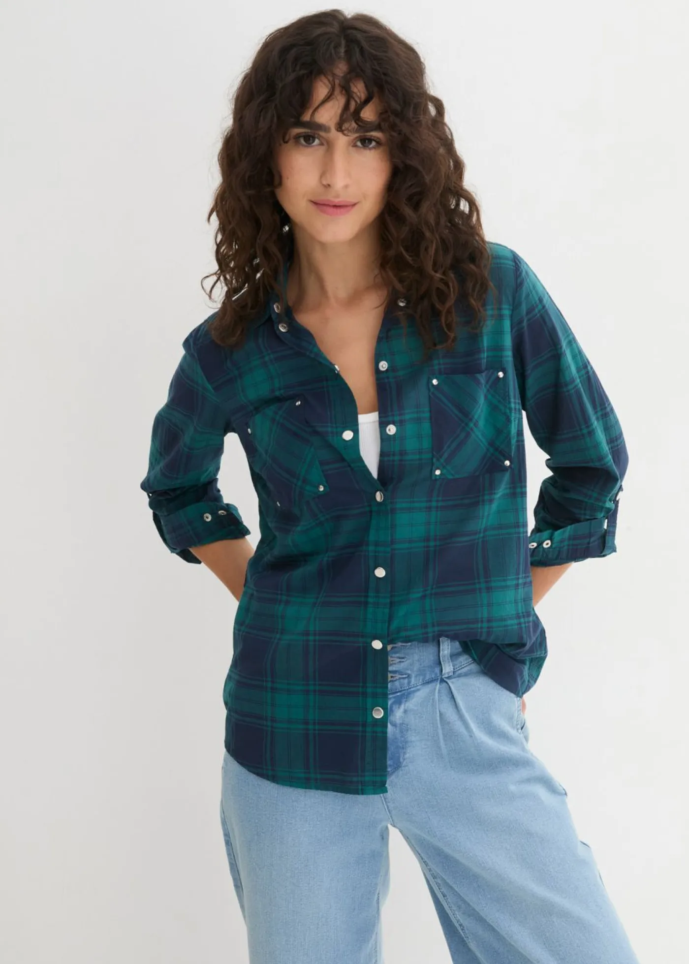 Sale Blusa de cuadros de algodón puro Mujer Camisas Y Blusas