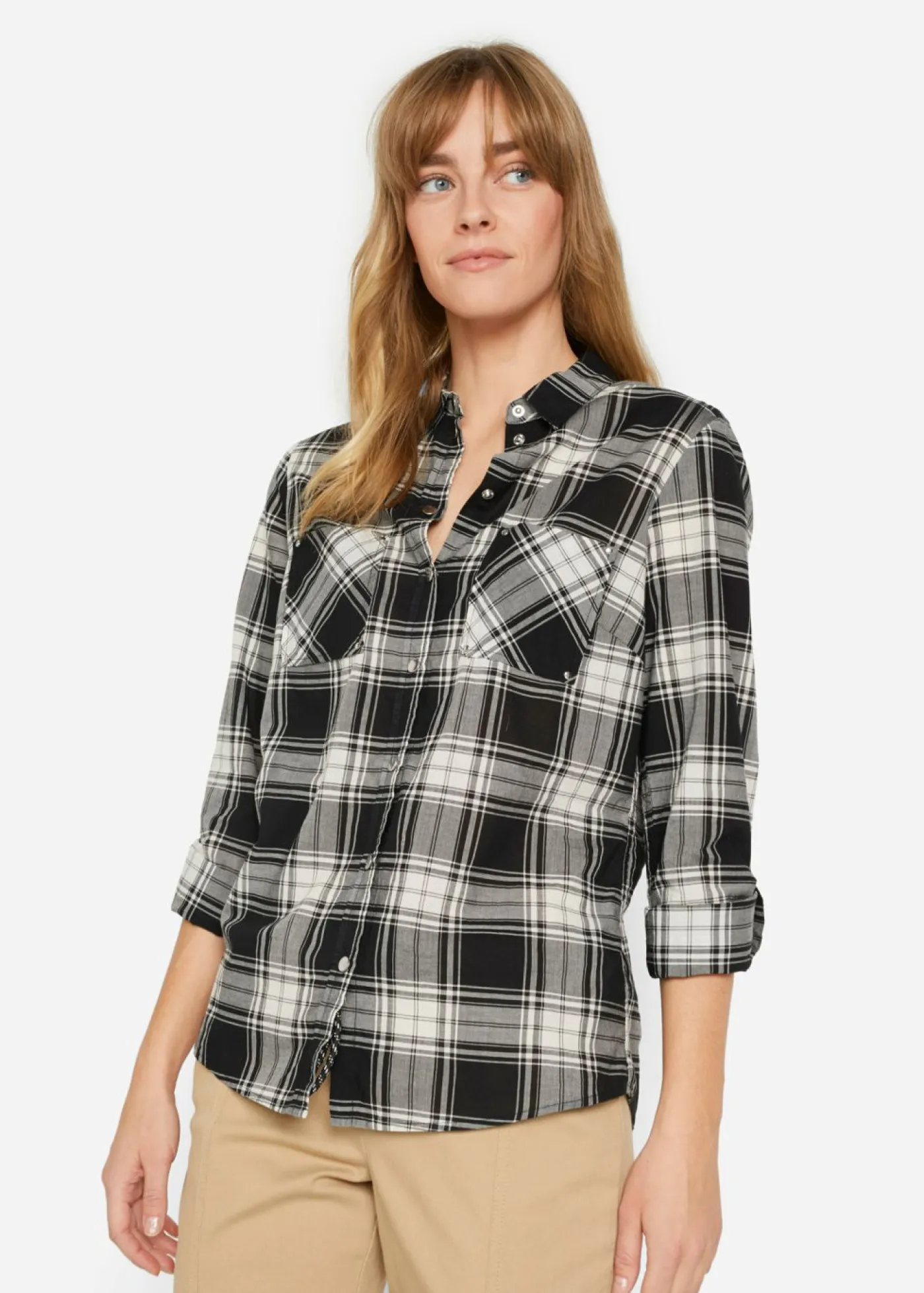 Blusa de cuadros de algodón puro Mujer Camisas Y Blusas