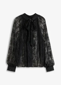 Hot Blusa de encaje con ligeras transparencias Mujer Camisas Y Blusas
