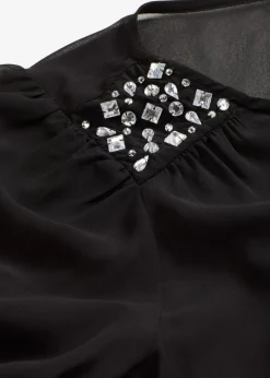 Online Blusa de gasa con adornos de piedras brillantes Mujer Camisas Y Blusas|Ropa Elegante