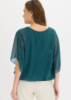Online Blusa de gasa con camiseta interior Mujer Camisas Y Blusas|Novedades