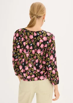New Blusa de gasa con fruncido en el bajo Mujer Camisas Y Blusas