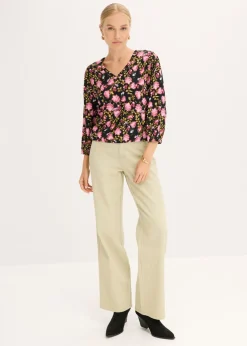 New Blusa de gasa con fruncido en el bajo Mujer Camisas Y Blusas