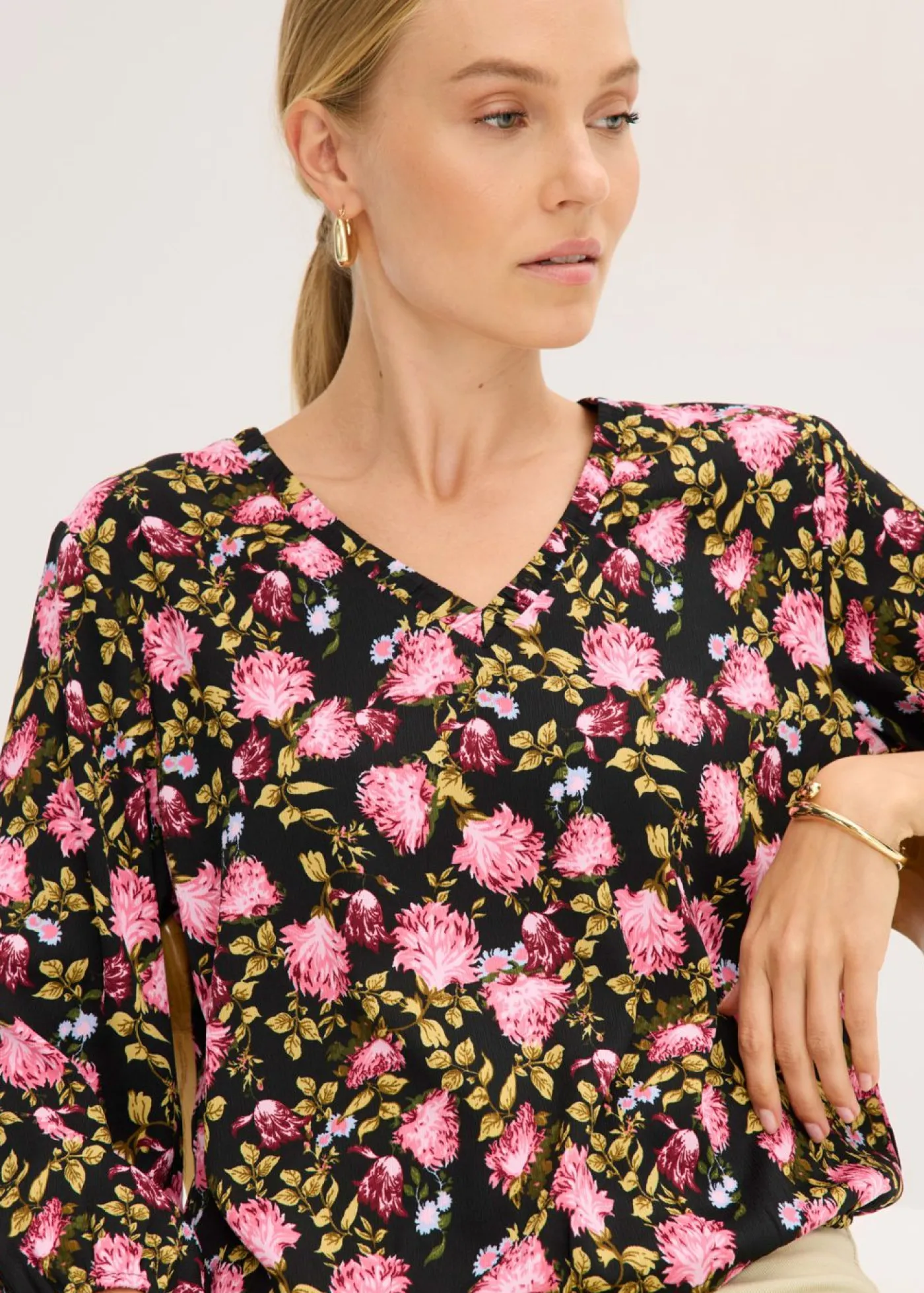 New Blusa de gasa con fruncido en el bajo Mujer Camisas Y Blusas