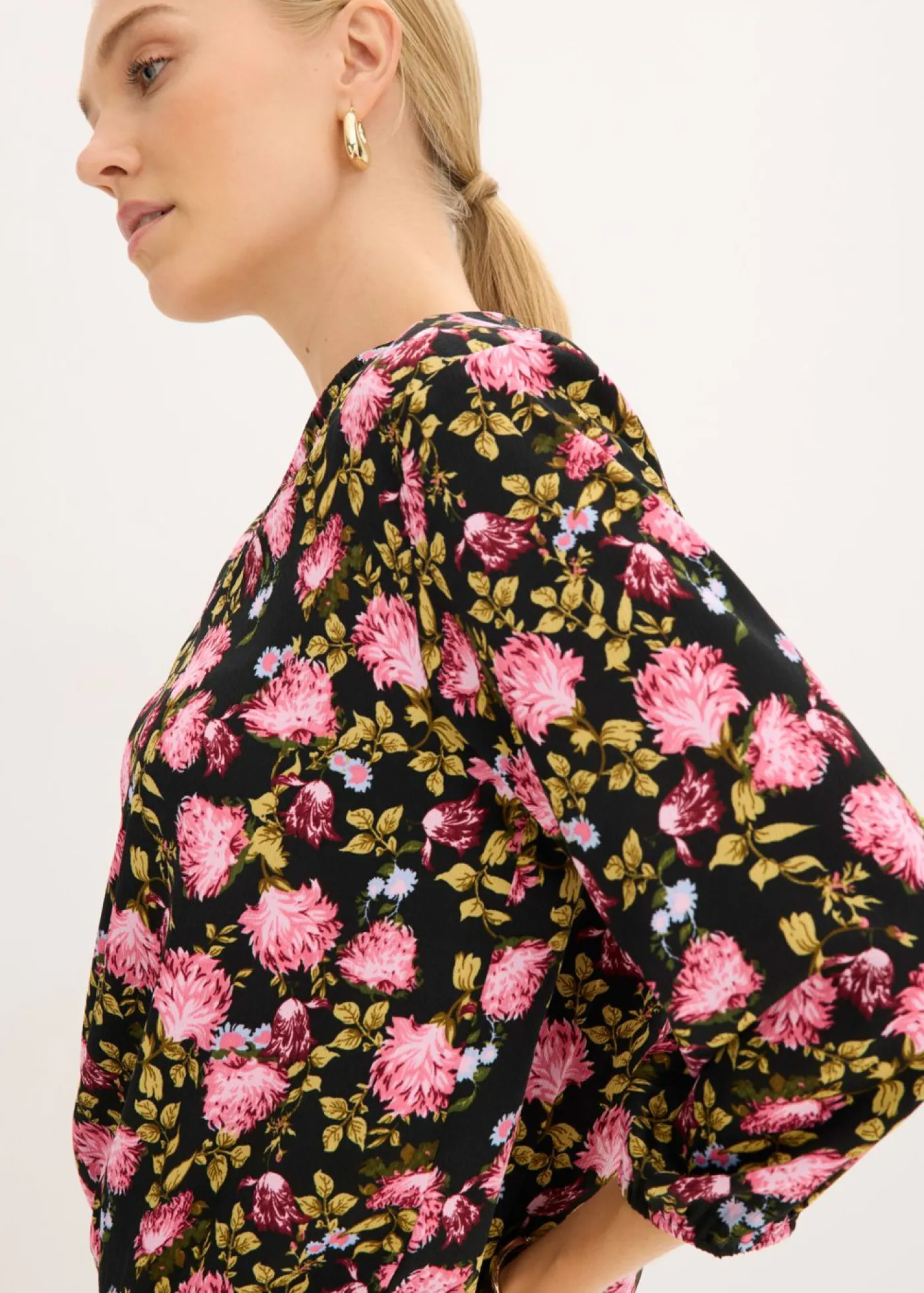 New Blusa de gasa con fruncido en el bajo Mujer Camisas Y Blusas